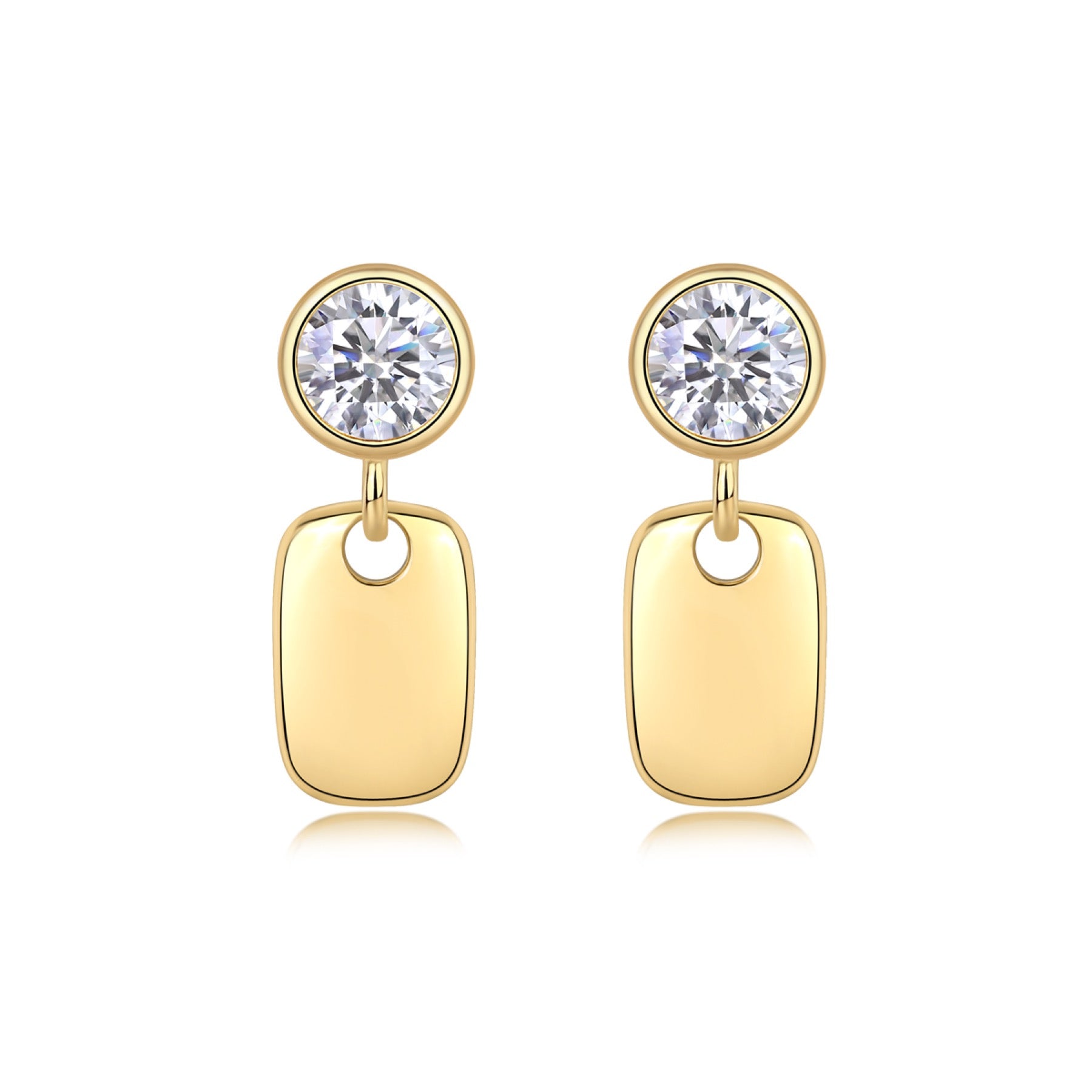 Tessera 1 Carat Moissanite Drop Huggie Earrings in Gold-Tone Sterling Silver