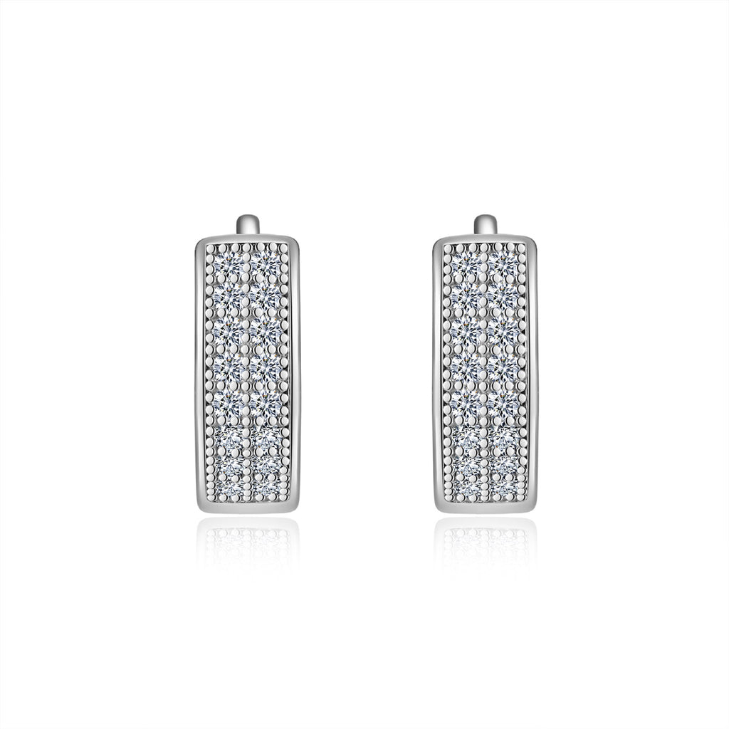 Duplo Moissanite Huggie Hoop Earrings in Sterling Silver