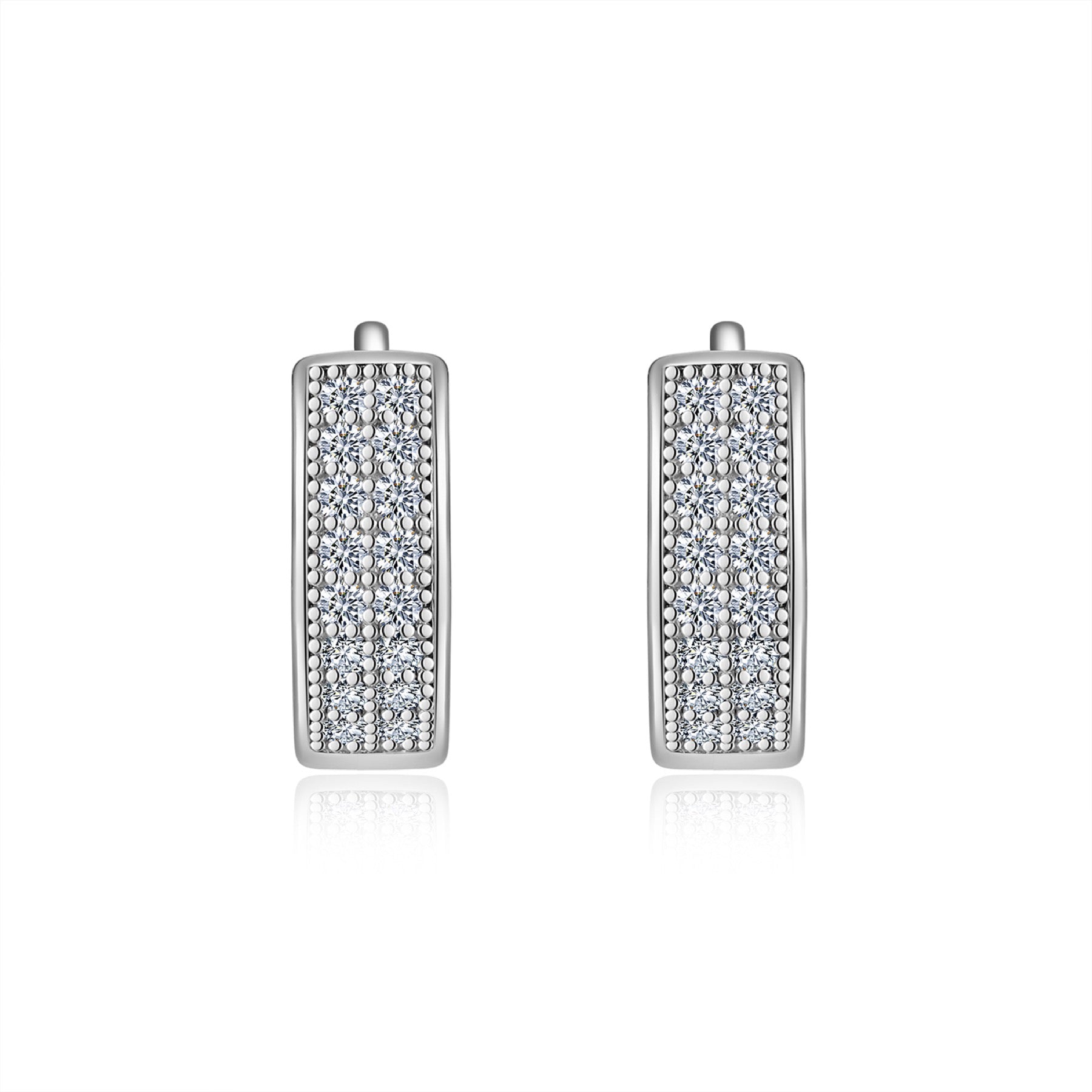 Duplo Moissanite Huggie Hoop Earrings in Sterling Silver