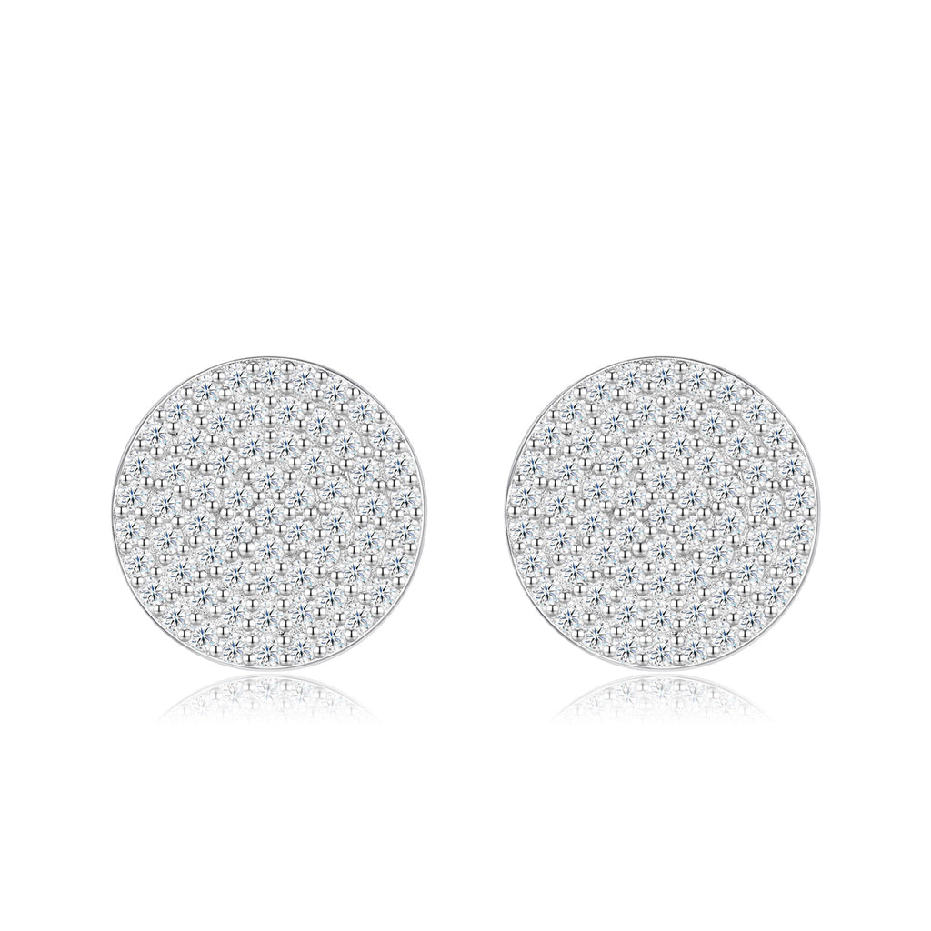Disco Moissanite Pavé Disc Stud Earrings in Sterling Silver