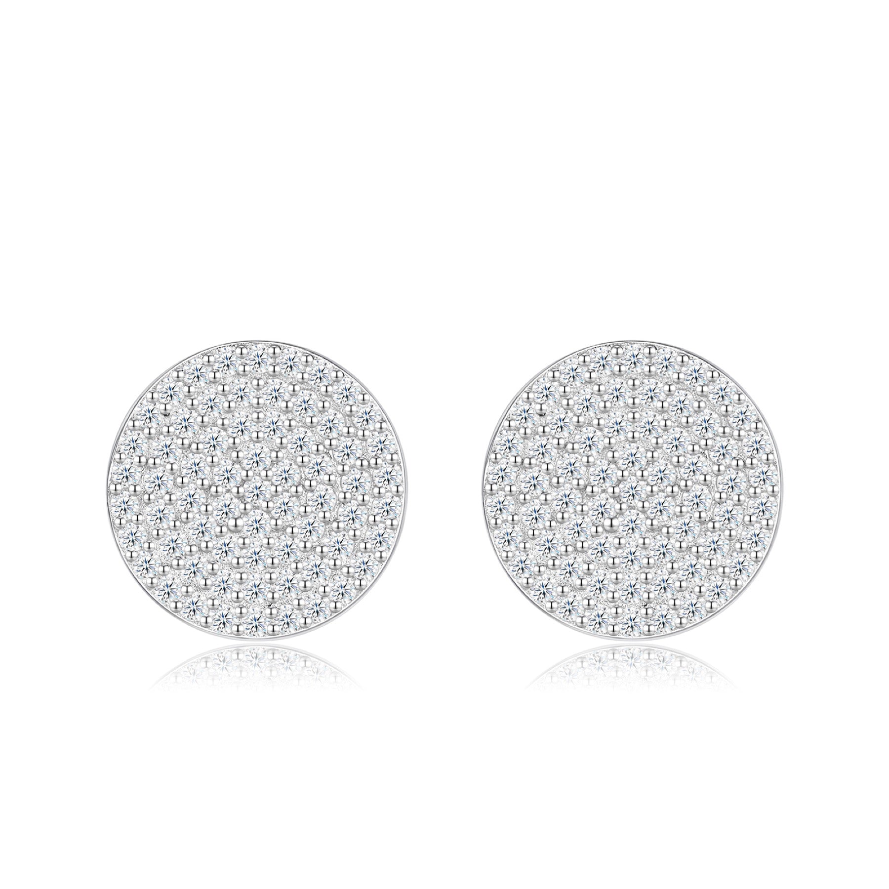 Disco Moissanite Pavé Disc Stud Earrings in Sterling Silver