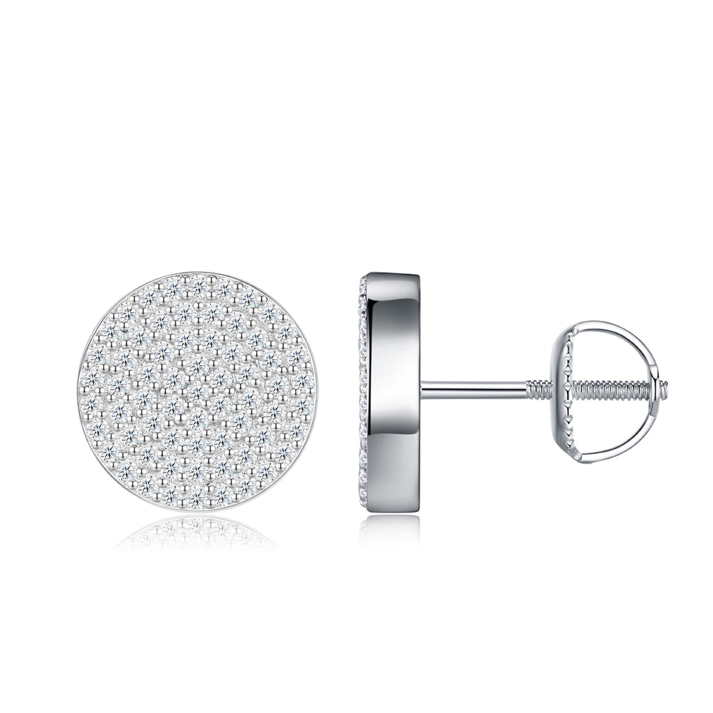 Disco Moissanite Pavé Disc Stud Earrings in Sterling Silver