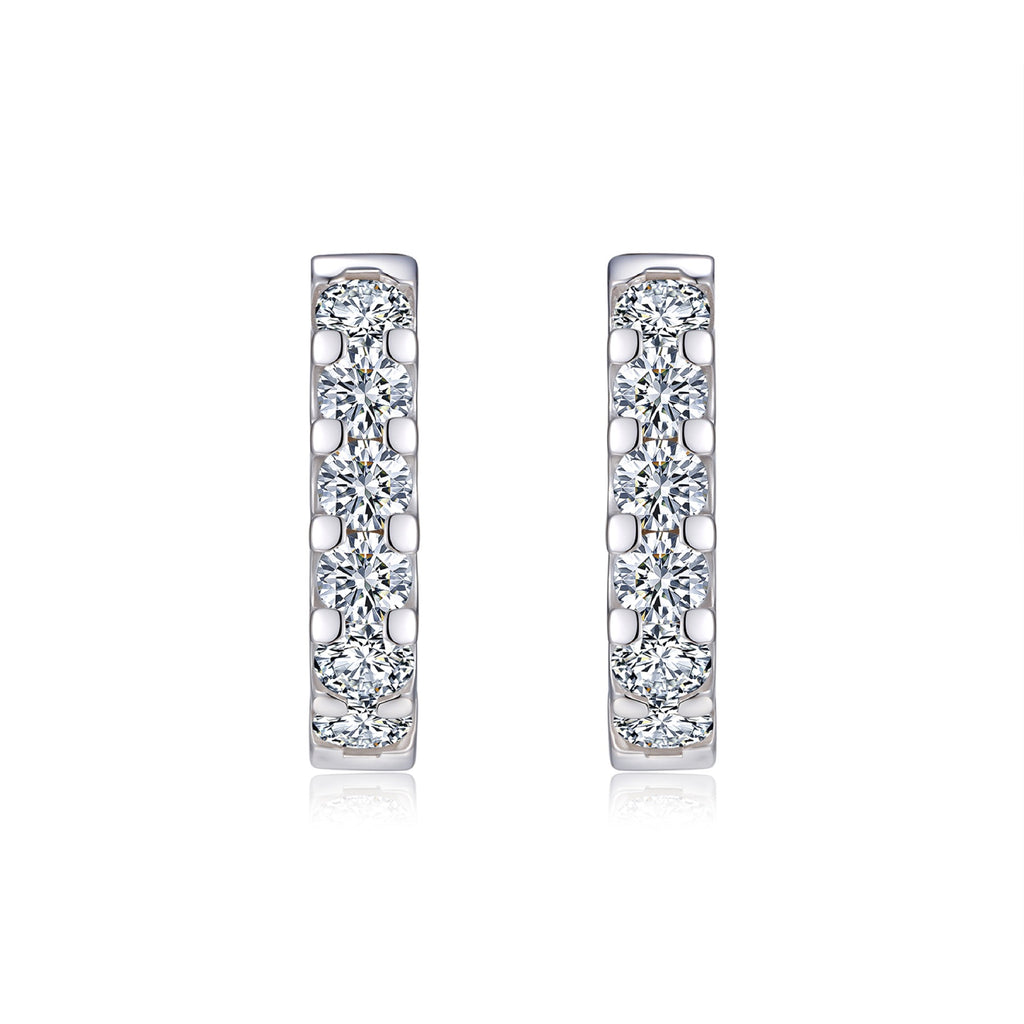 Etch Moissanite Huggie Hoop Earrings in Sterling Silver