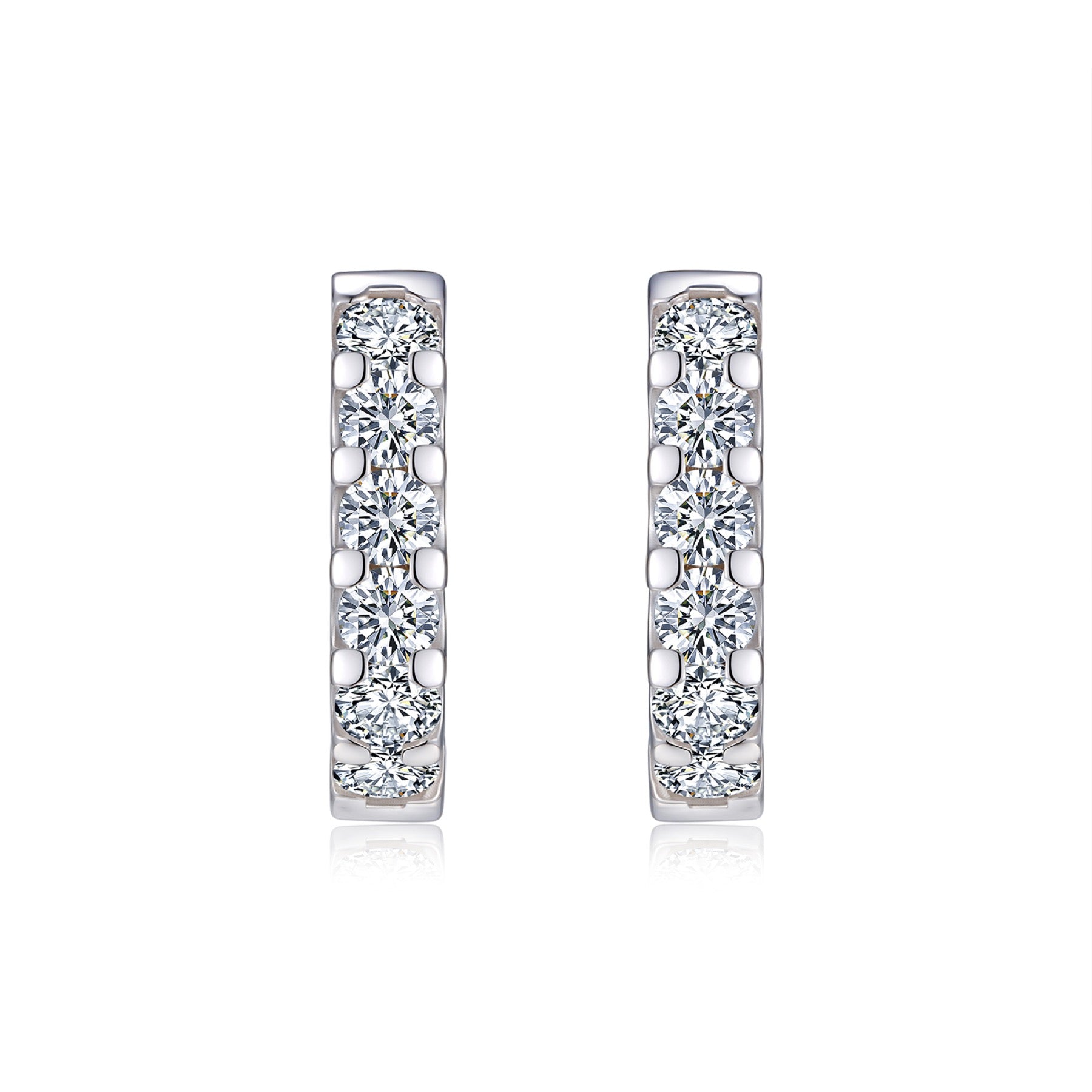 Etch Moissanite Huggie Hoop Earrings in Sterling Silver