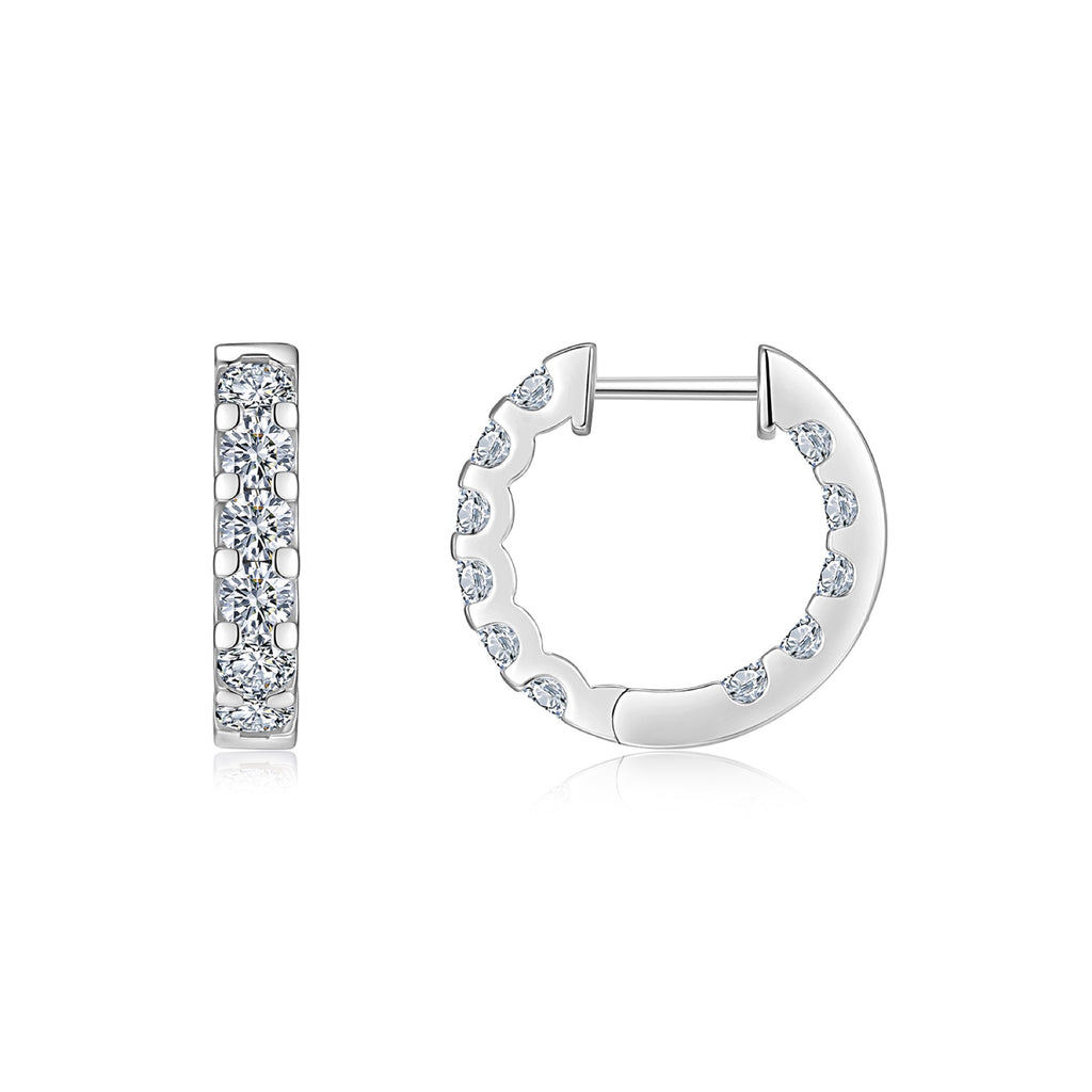 Etch Moissanite Huggie Hoop Earrings in Sterling Silver