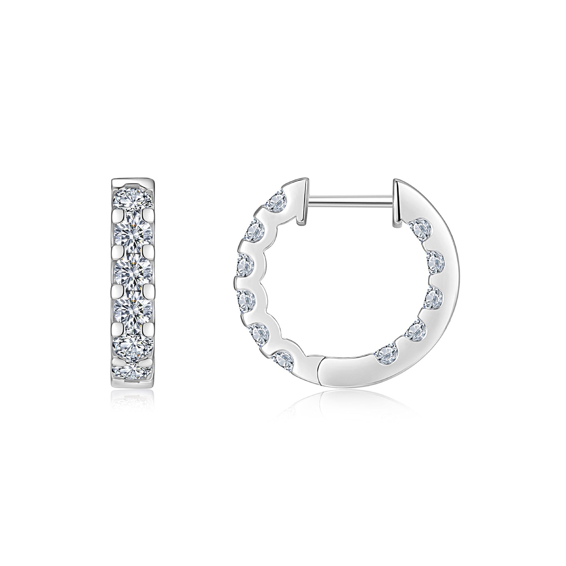 Etch Moissanite Huggie Hoop Earrings in Sterling Silver