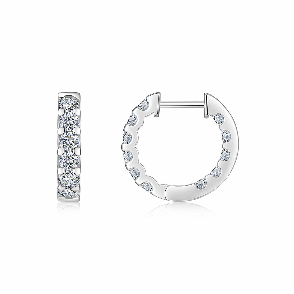 Etch Moissanite Huggie Hoop Earrings in Sterling Silver