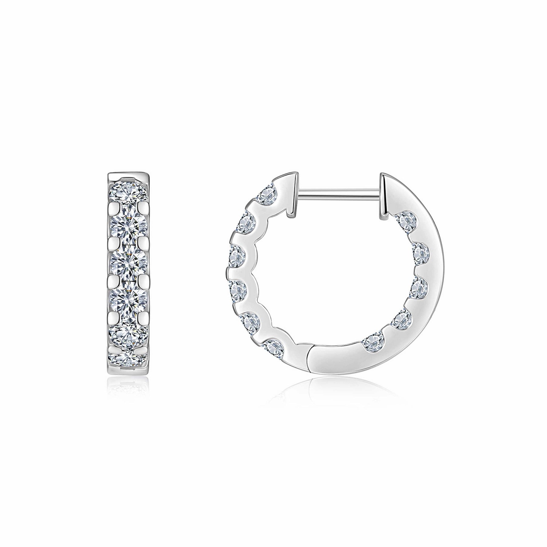 Etch Moissanite Huggie Hoop Earrings in Sterling Silver