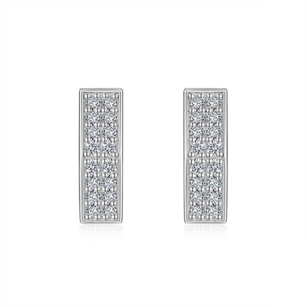 Honeycomb Moissanite Hexagon Huggie Hoop Earrings in Sterling Silver