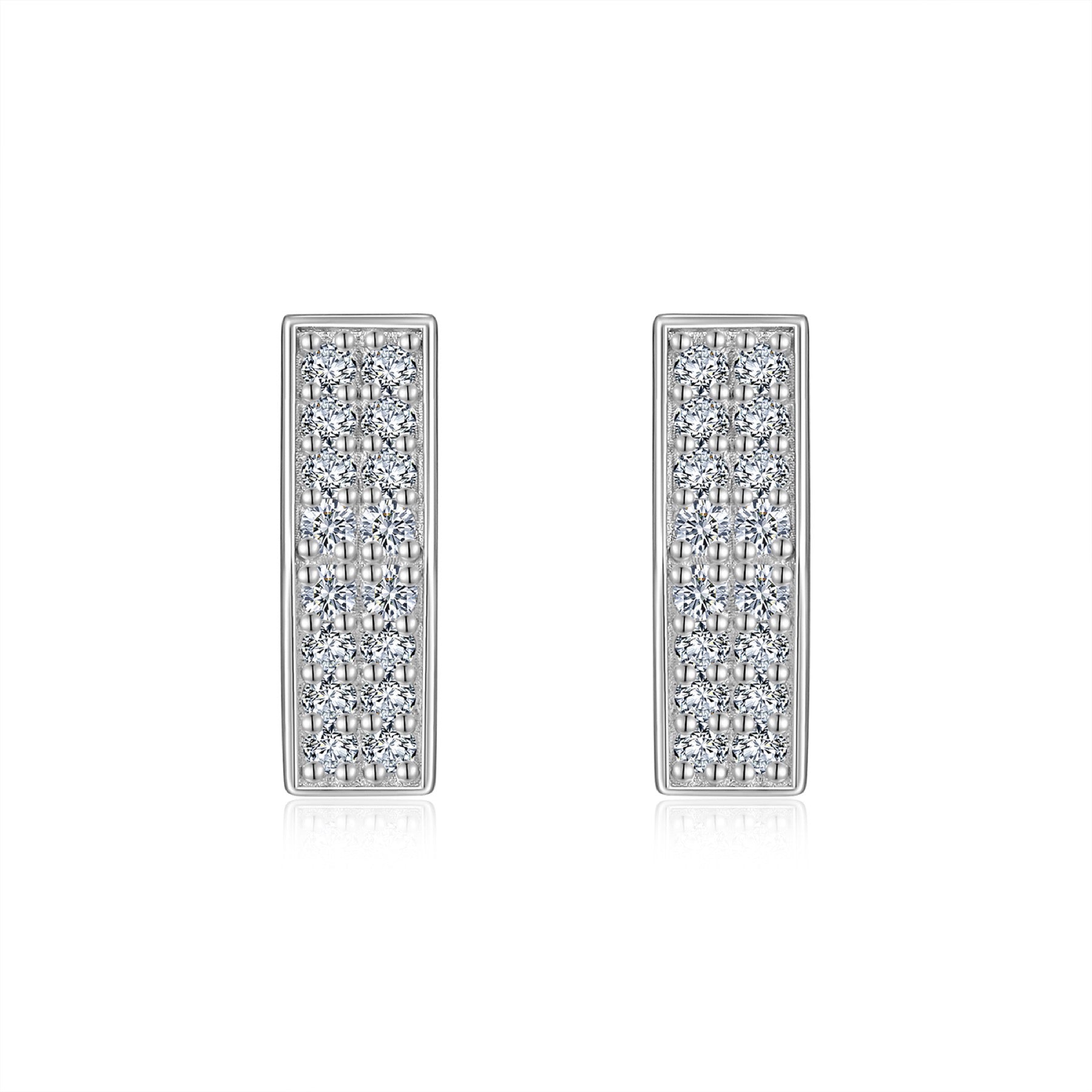 Honeycomb Moissanite Hexagon Huggie Hoop Earrings in Sterling Silver