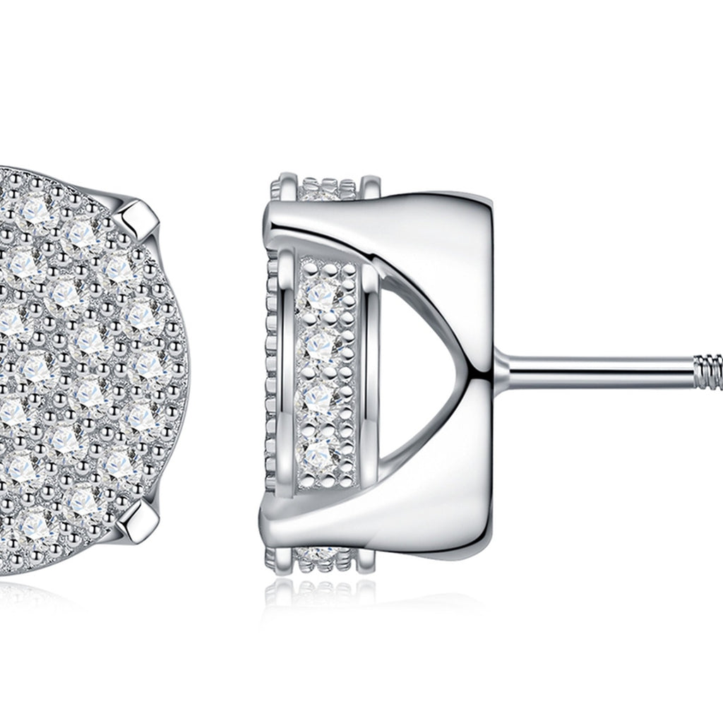 Solis Moissanite Halo Stud Earrings in Sterling Silver — detail