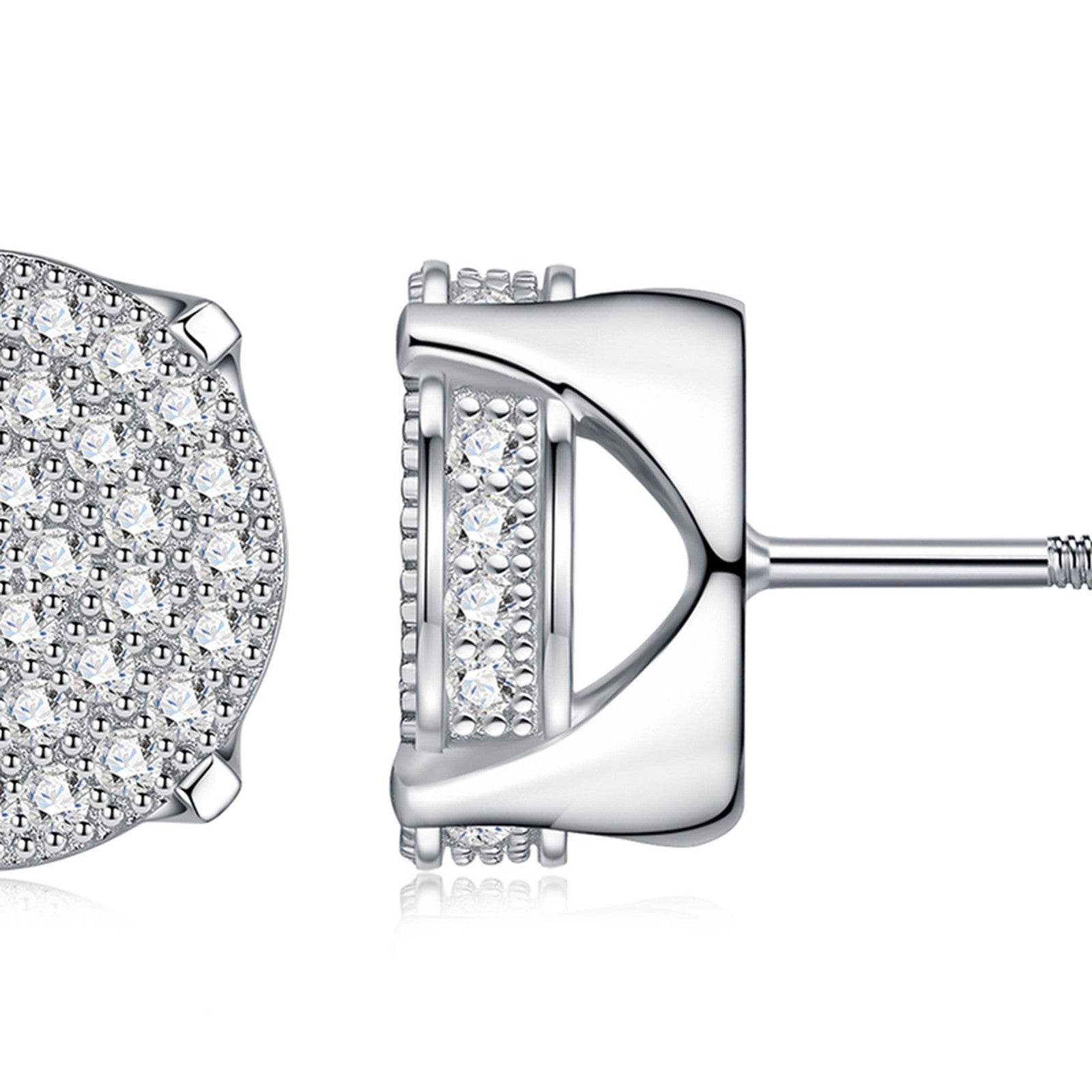 Solis Moissanite Halo Stud Earrings in Sterling Silver — detail