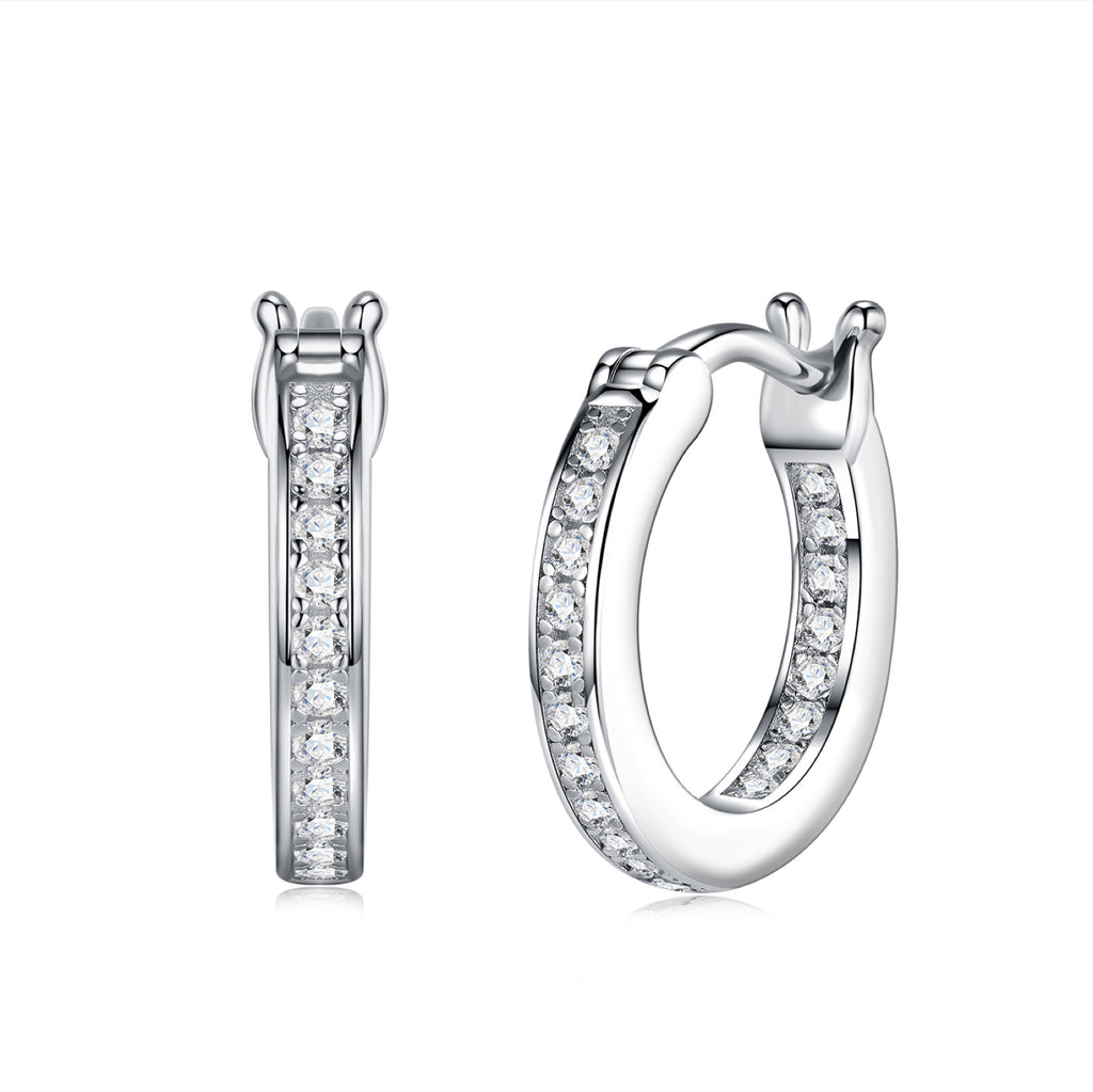 Rill Moissanite Huggie Hoop Earrings in Sterling Silver