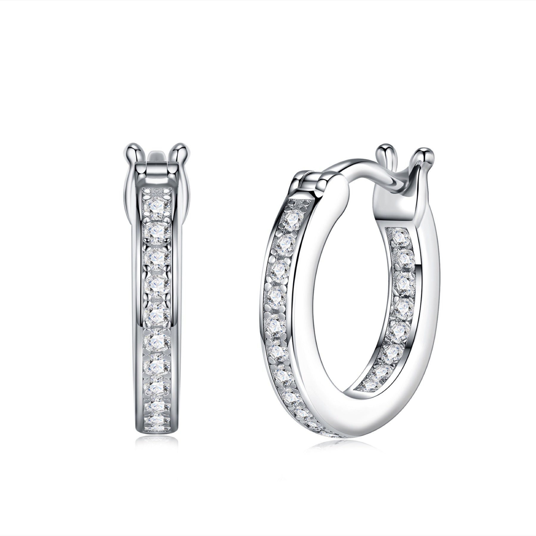 Rill Moissanite Huggie Hoop Earrings in Sterling Silver