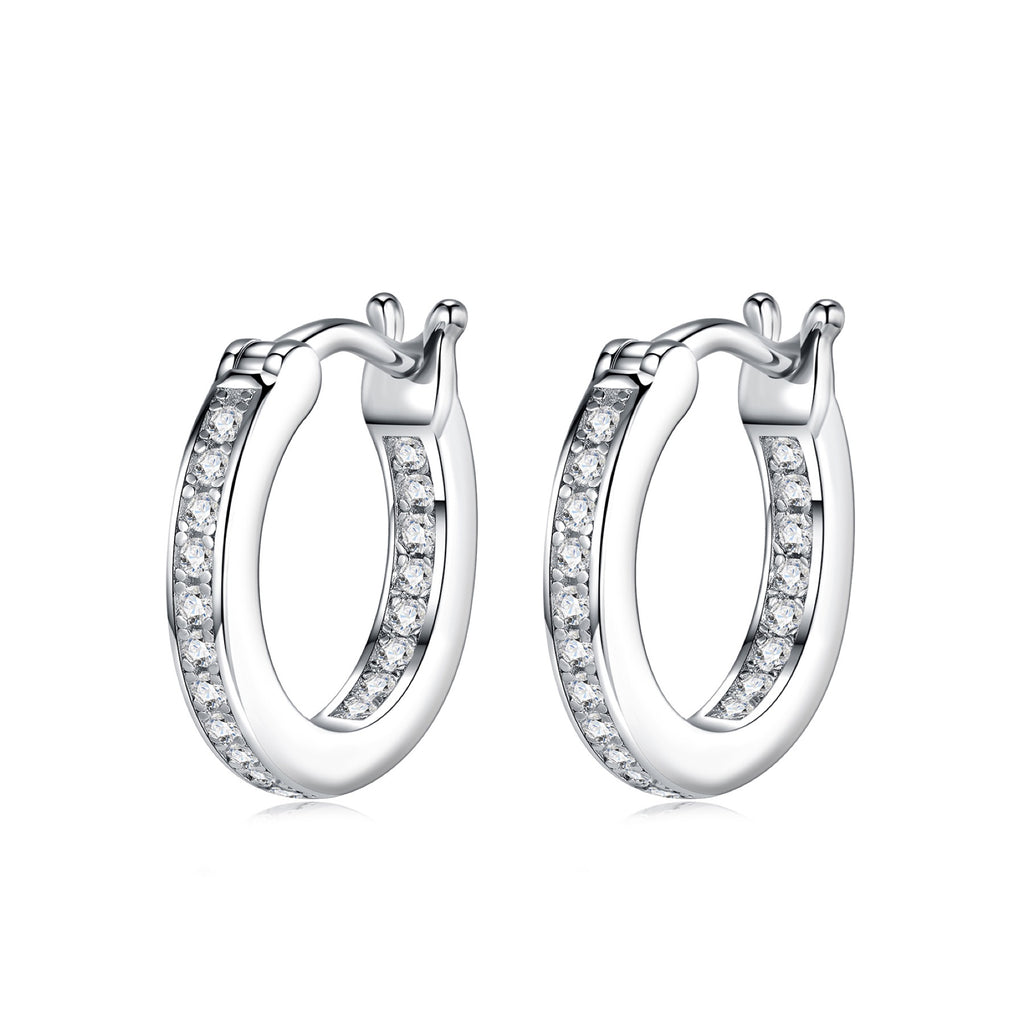 Rill Moissanite Huggie Hoop Earrings in Sterling Silver