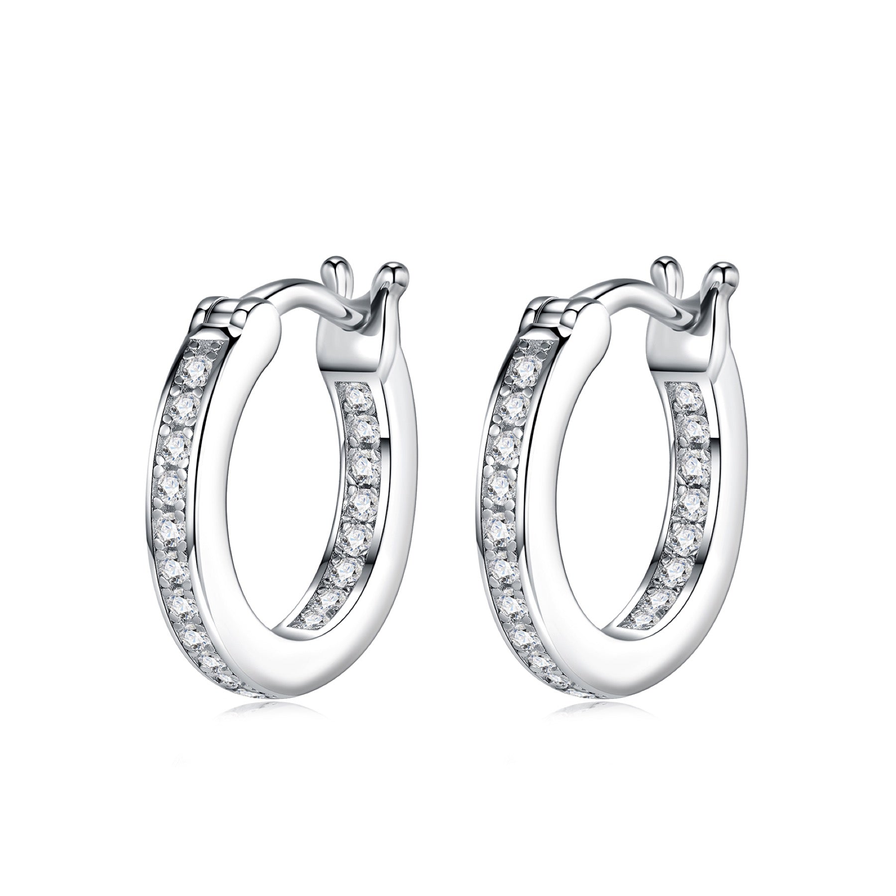 Rill Moissanite Huggie Hoop Earrings in Sterling Silver