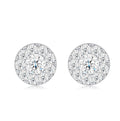 Dot Moissanite Halo Stud Earrings in Sterling Silver