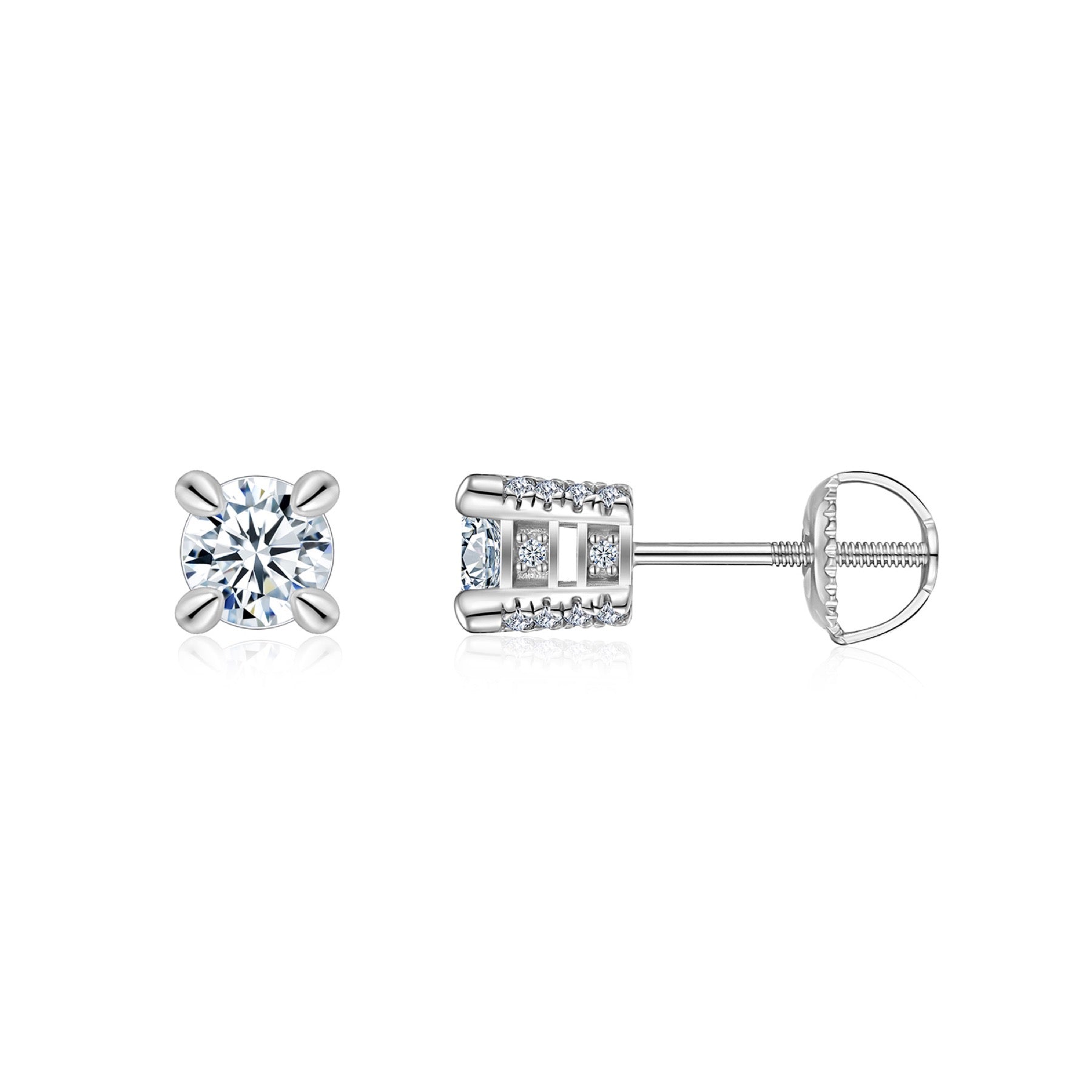Prisma Moissanite Stud Earrings in Sterling Silver