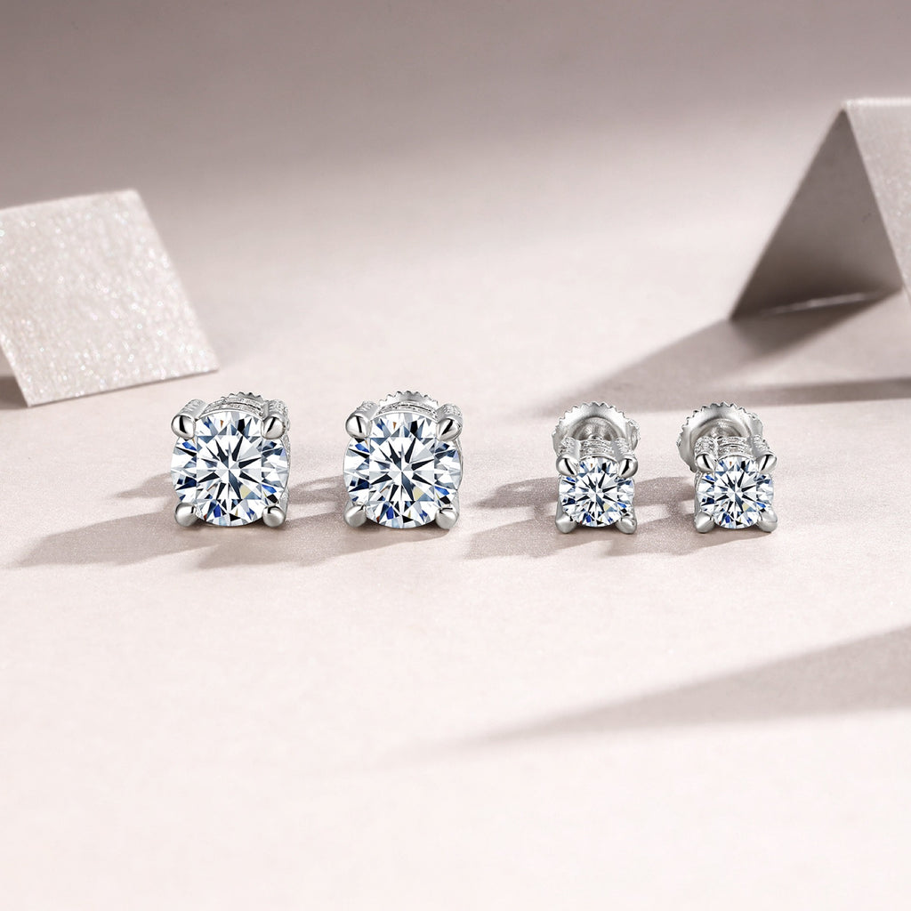Prisma Moissanite Stud Earrings in Sterling Silver