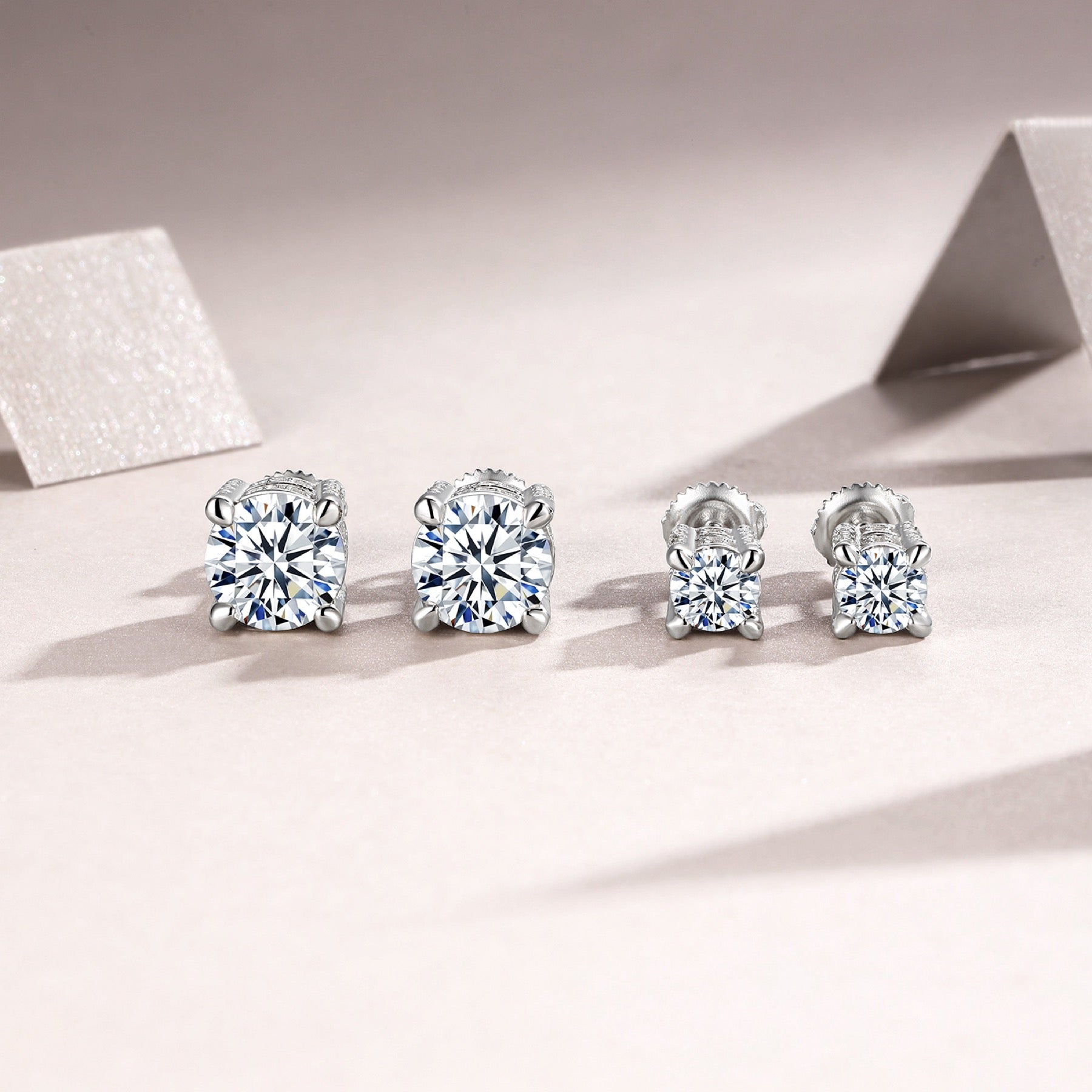 Prisma Moissanite Stud Earrings in Sterling Silver