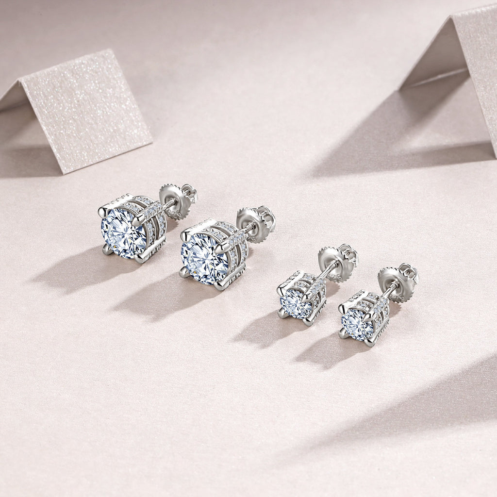 Prisma Moissanite Stud Earrings in Sterling Silver