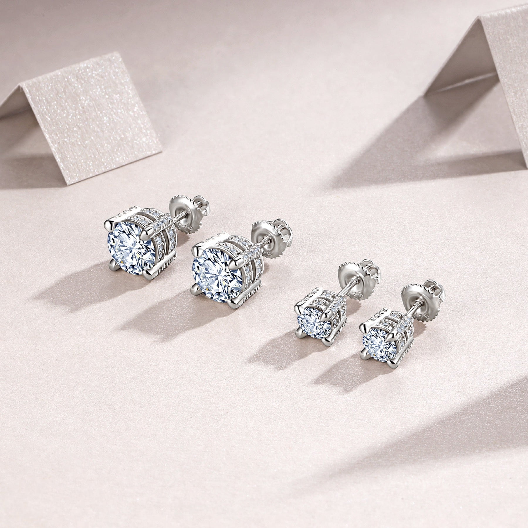 Prisma Moissanite Stud Earrings in Sterling Silver