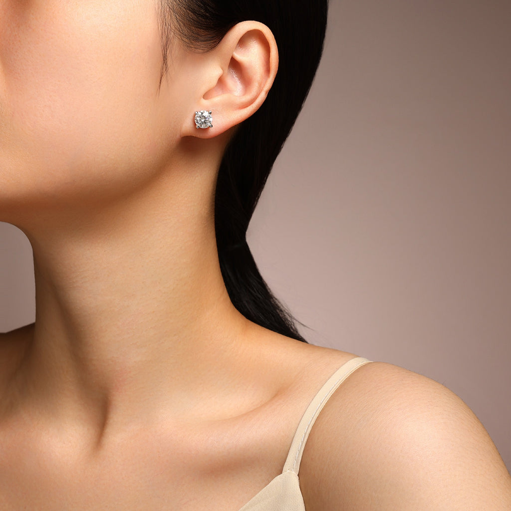 Prisma Moissanite Stud Earrings in Sterling Silver