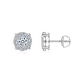 Fiore Moissanite Cluster Stud Earrings in Sterling Silver
