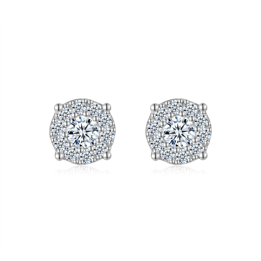 Fiore Moissanite Cluster Stud Earrings in Sterling Silver
