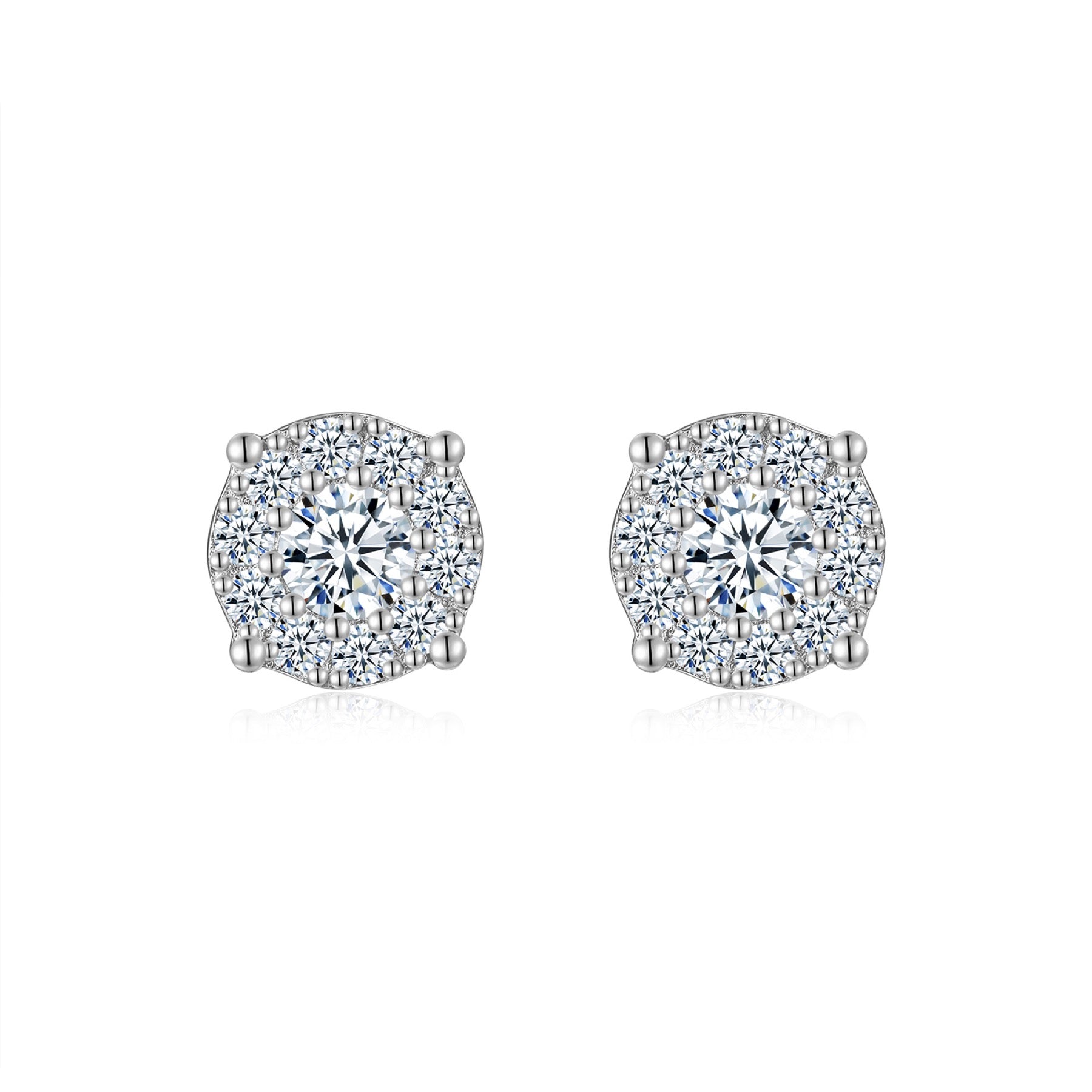 Fiore Moissanite Cluster Stud Earrings in Sterling Silver