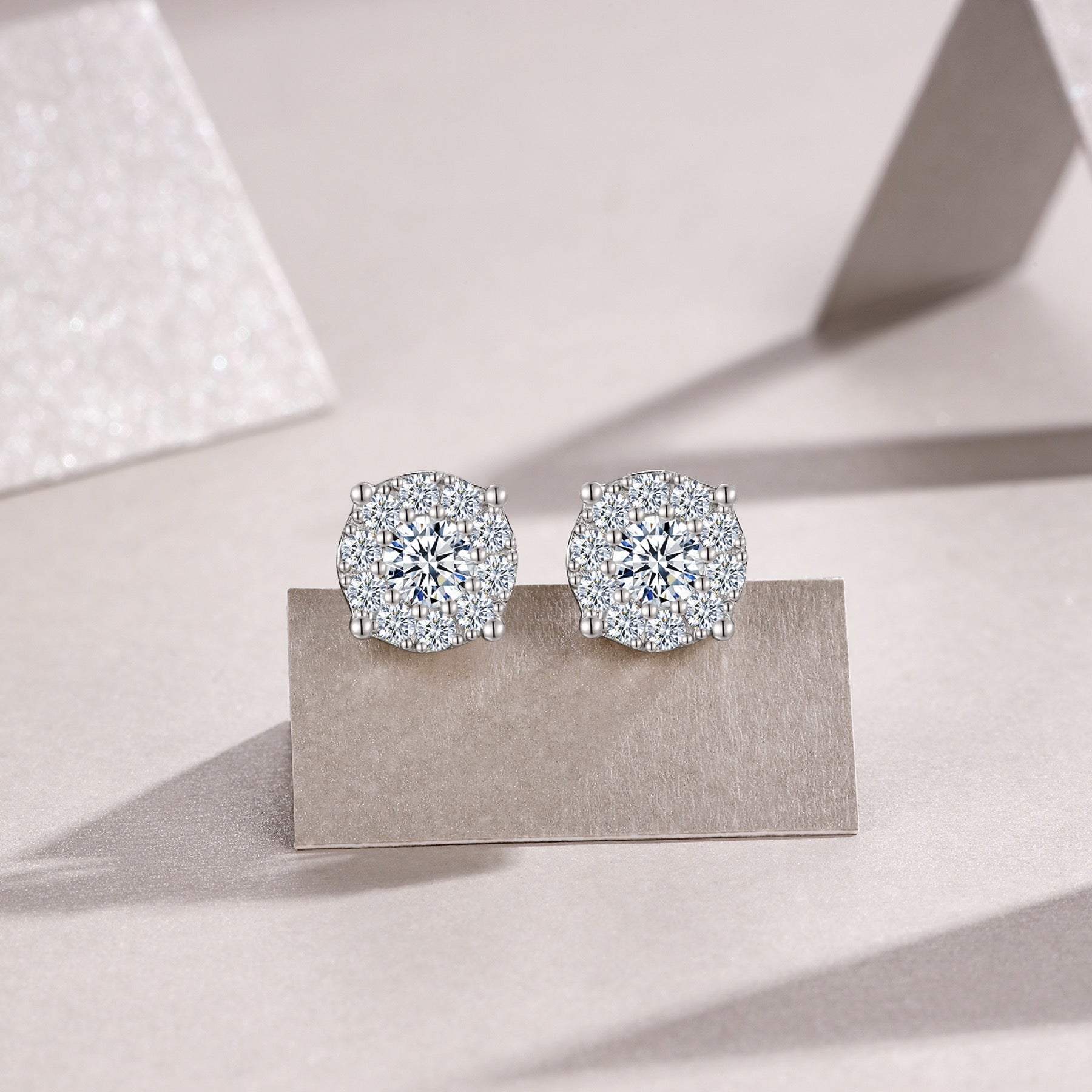 Fiore Moissanite Cluster Stud Earrings in Sterling Silver
