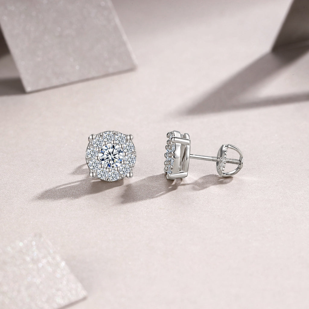 Fiore Moissanite Cluster Stud Earrings in Sterling Silver