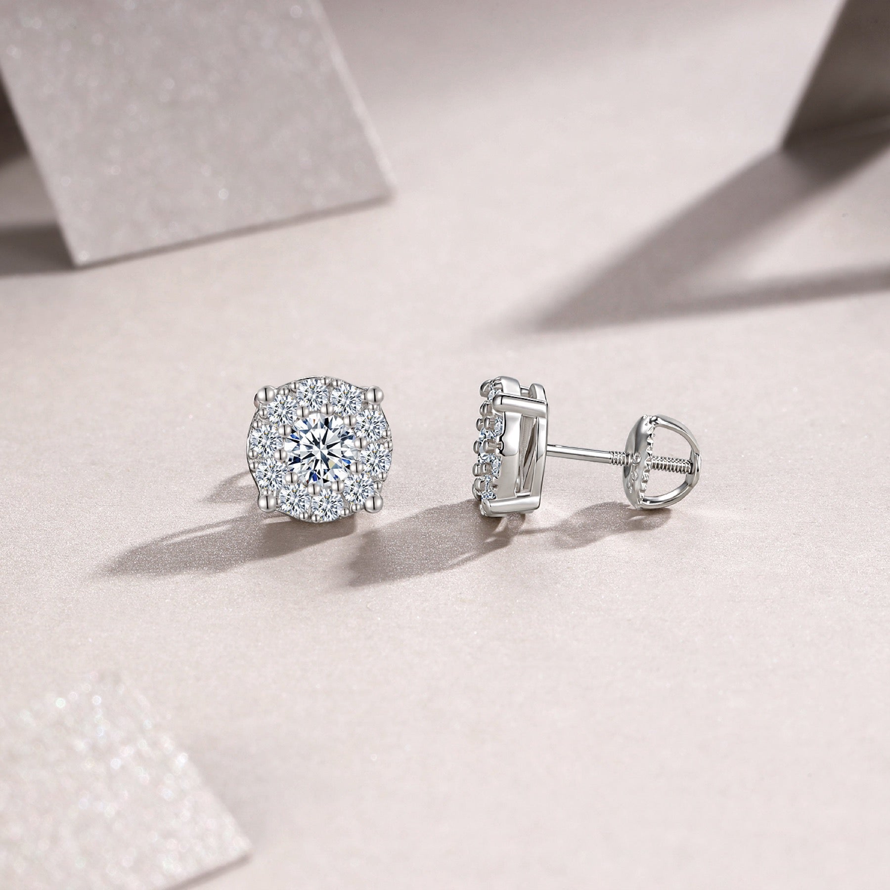Fiore Moissanite Cluster Stud Earrings in Sterling Silver