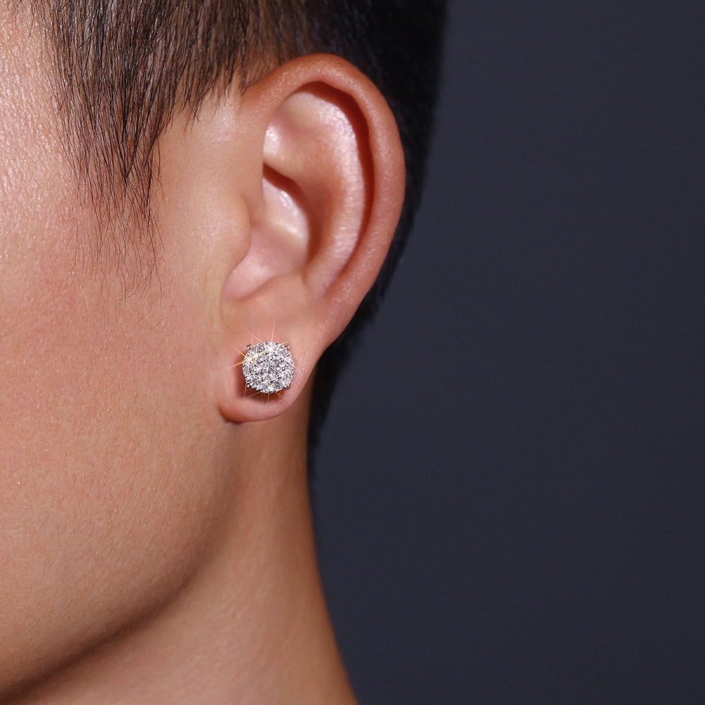 Fiore Moissanite Cluster Stud Earrings in Sterling Silver