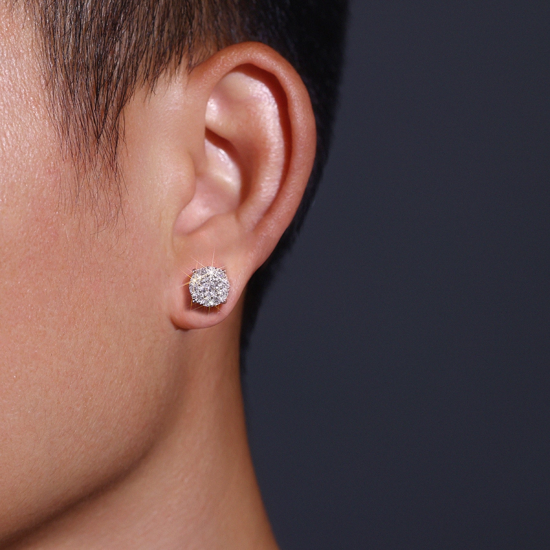 Fiore Moissanite Cluster Stud Earrings in Sterling Silver