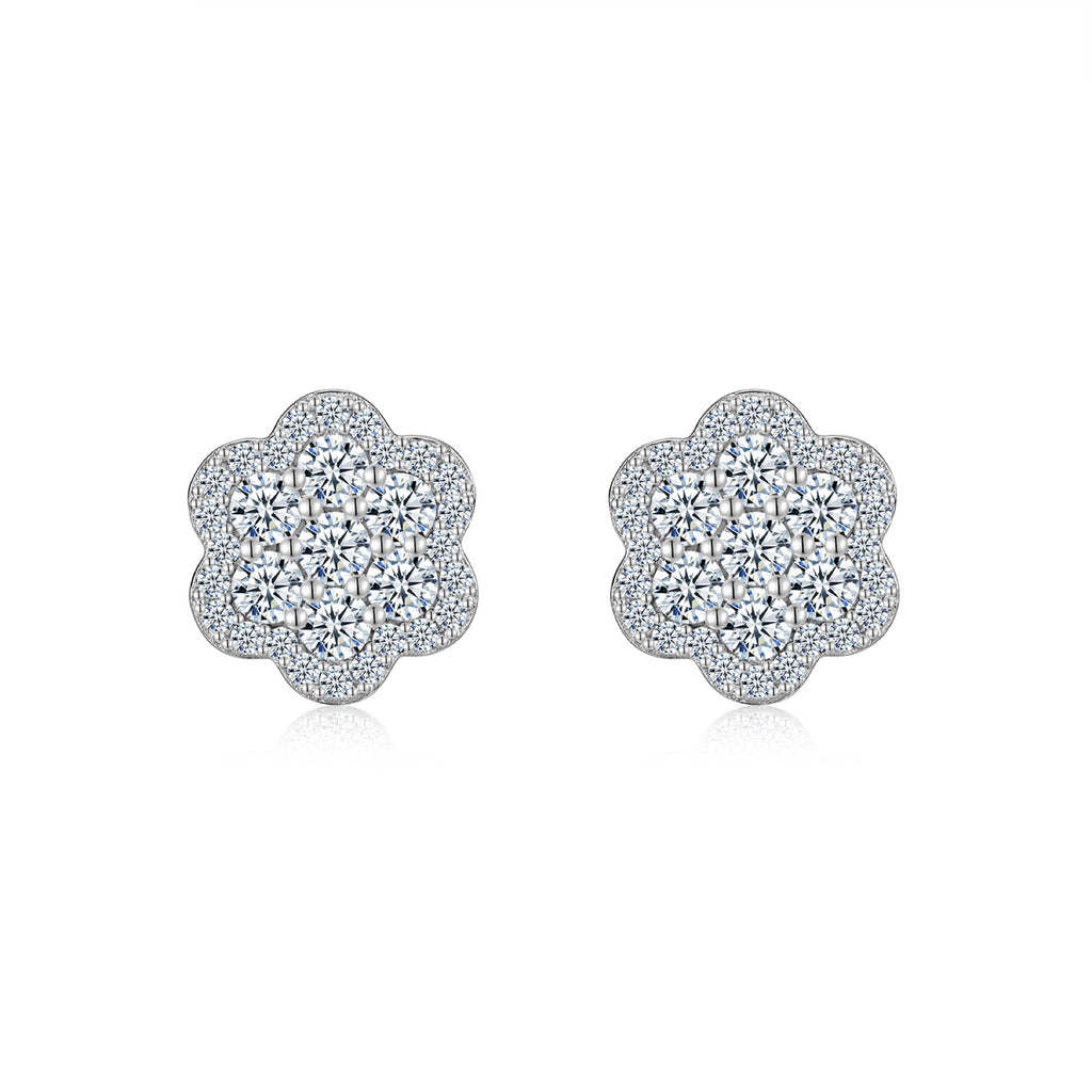 Blume Moissanite Flower Stud Earrings in Sterling Silver
