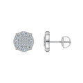 Halo Moissanite Pavé Cluster Stud Earrings in Sterling Silver