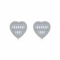 Amorette Moissanite Heart Stud Earrings in Sterling Silver