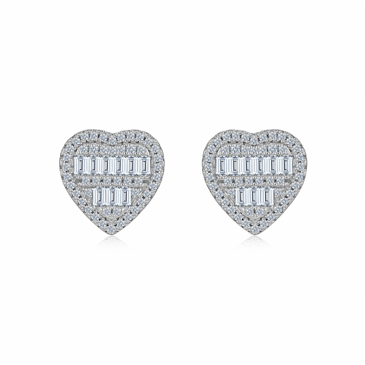 Amorette Moissanite Heart Stud Earrings in Sterling Silver