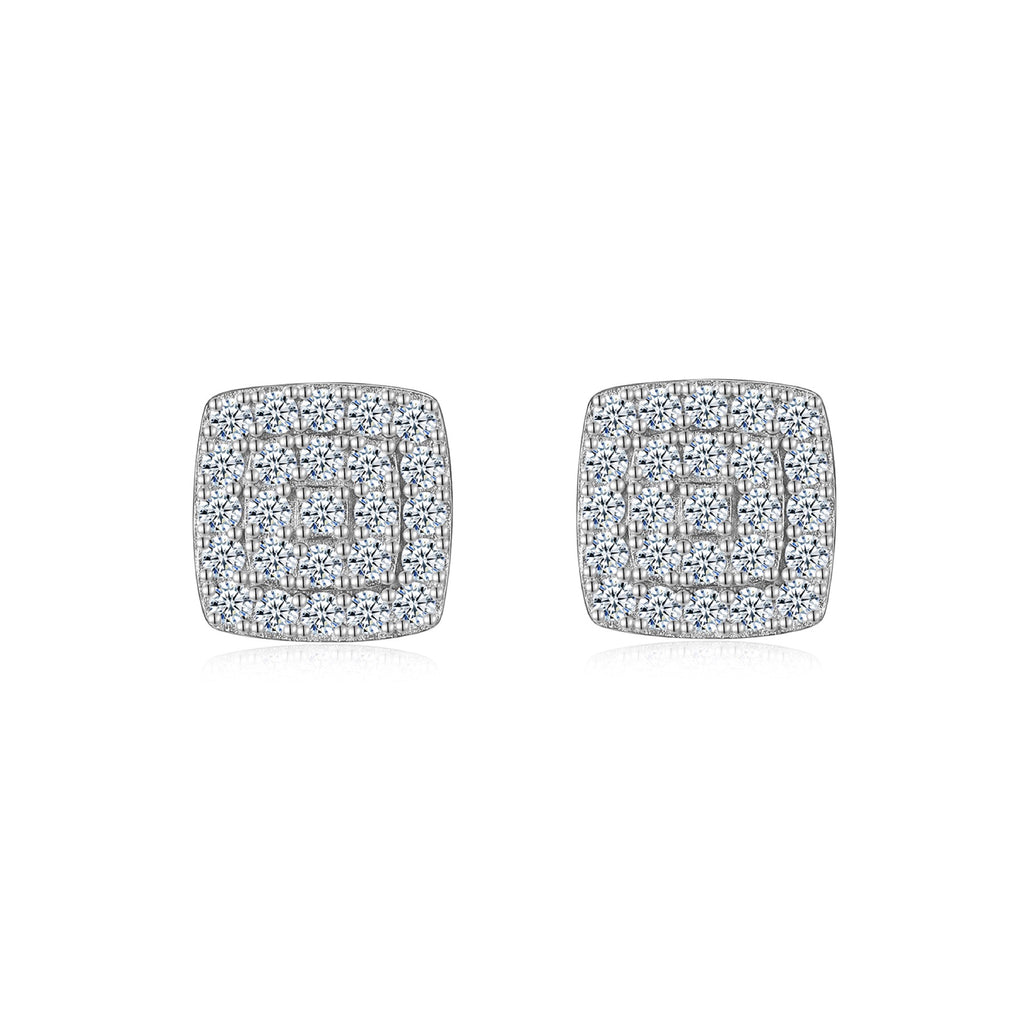 Cobble Moissanite Pavé Stud Earrings in Sterling Silver