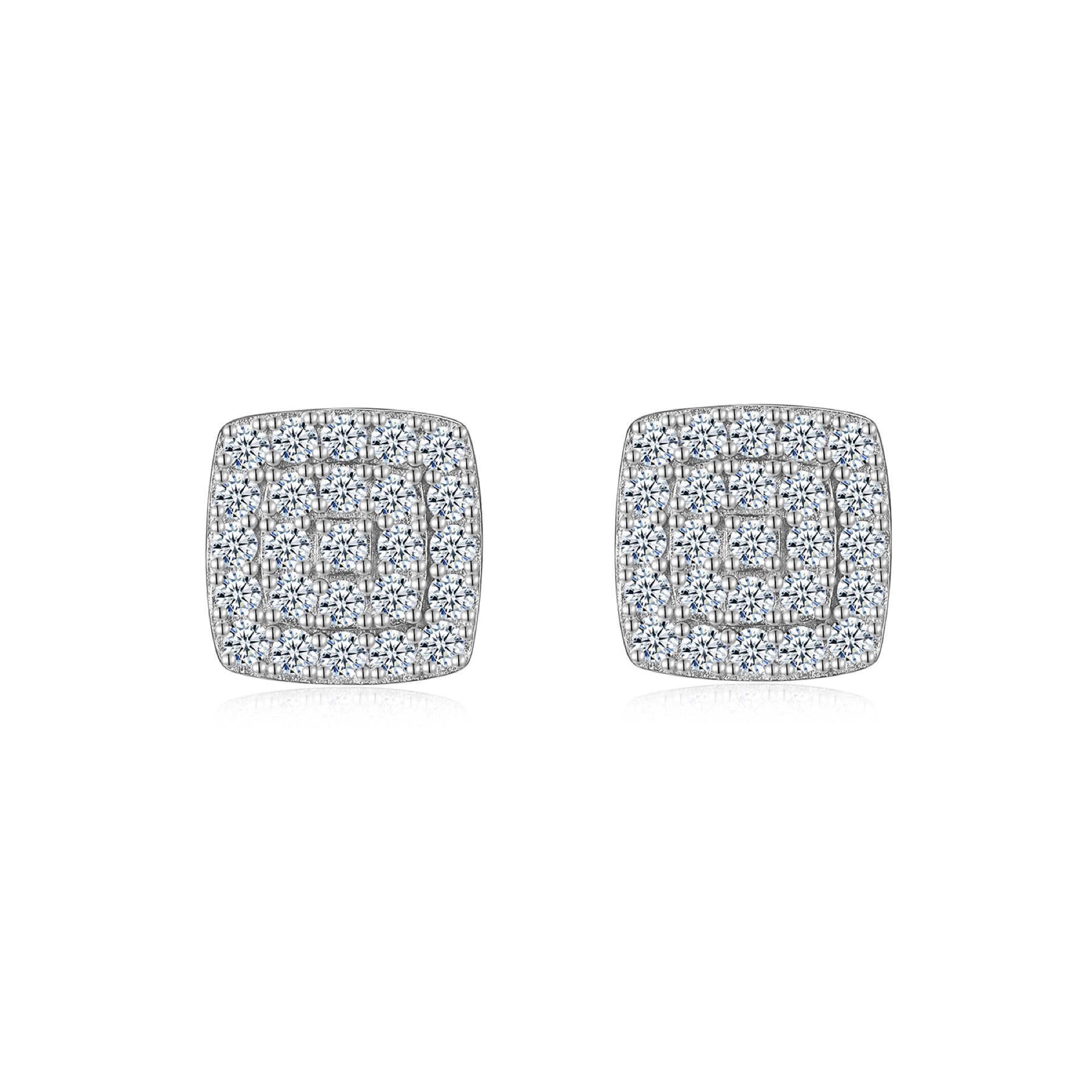 Cobble Moissanite Pavé Stud Earrings in Sterling Silver
