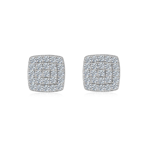 Cobble Moissanite Pavé Stud Earrings in Sterling Silver