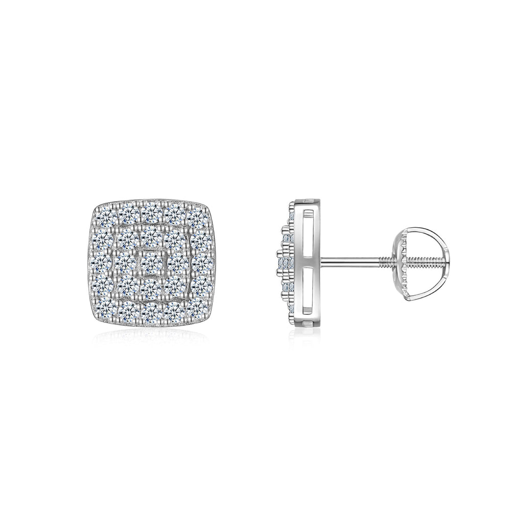 Cobble Moissanite Pavé Stud Earrings in Sterling Silver