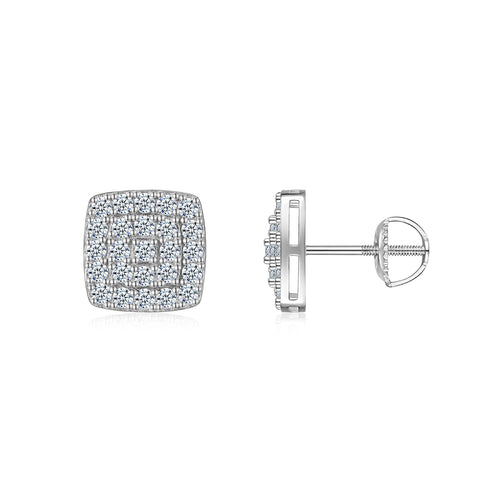 Cobble Moissanite Pavé Stud Earrings in Sterling Silver