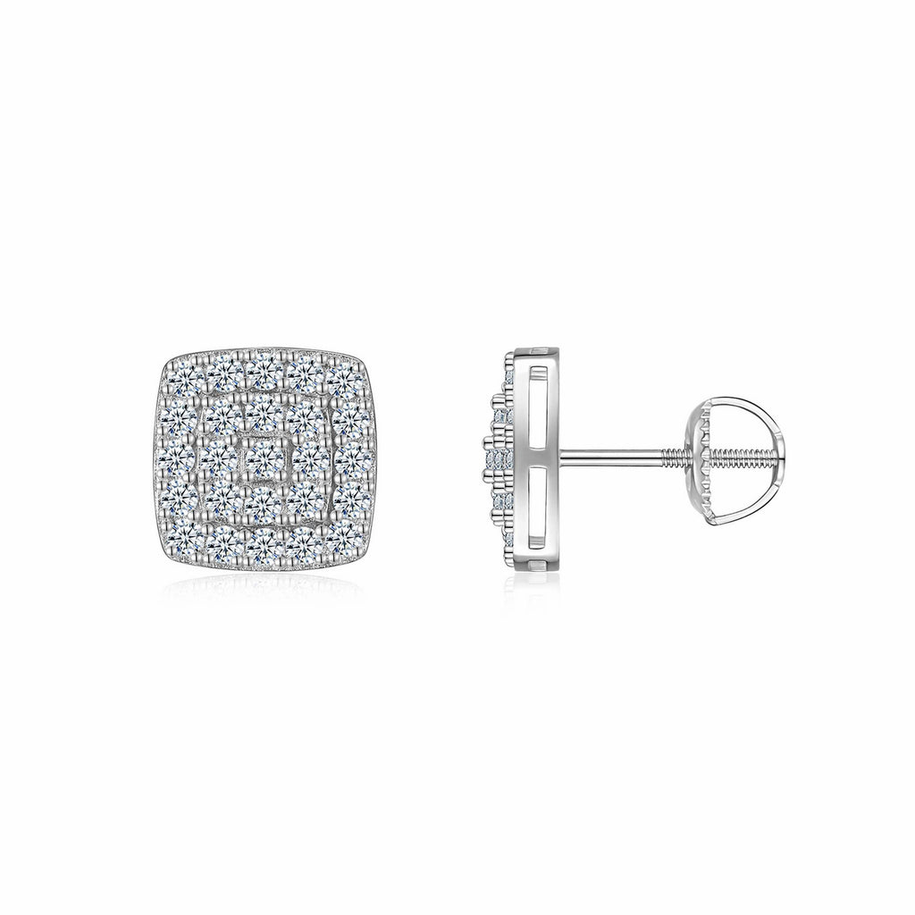 Cobble Moissanite Pavé Stud Earrings in Sterling Silver
