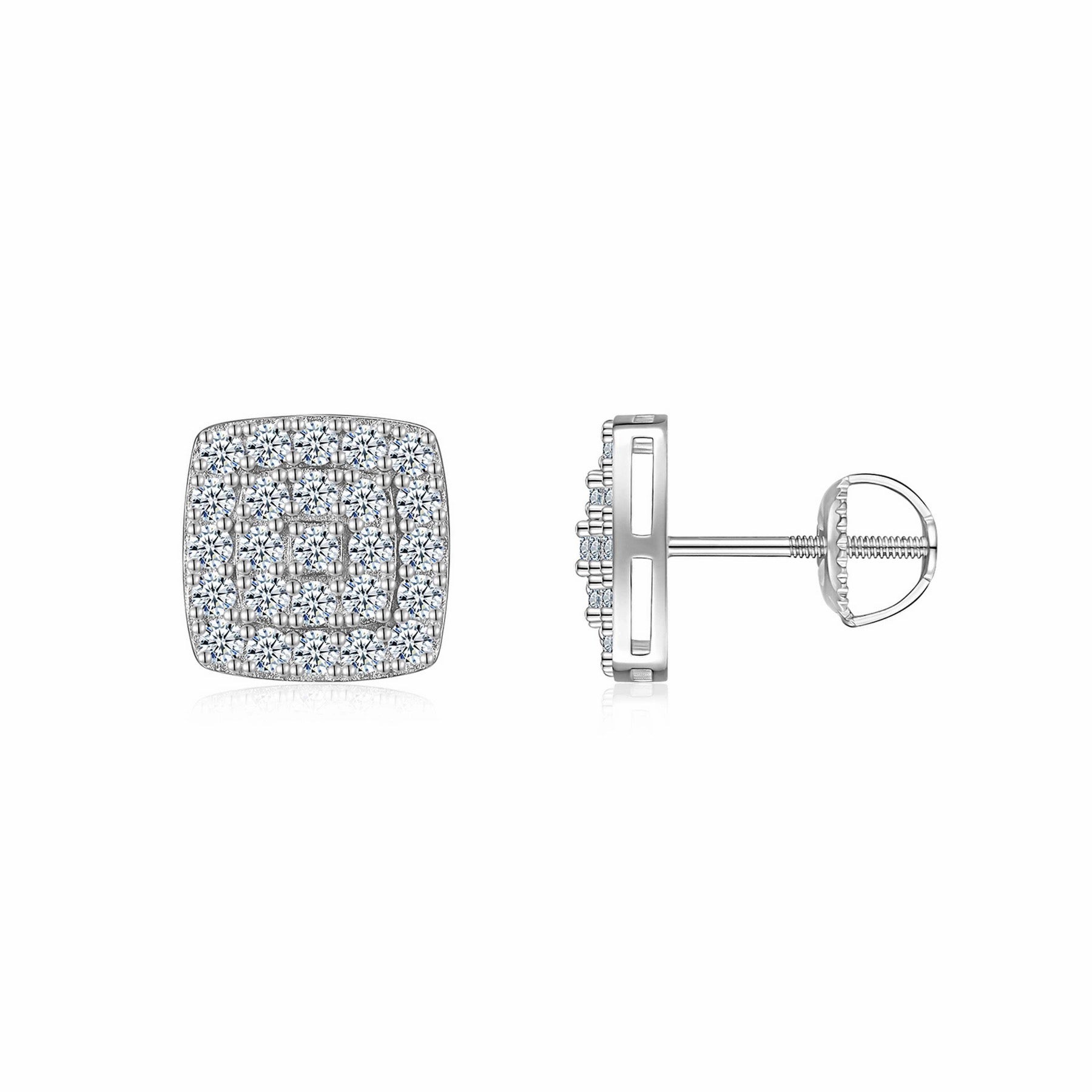 Cobble Moissanite Pavé Stud Earrings in Sterling Silver