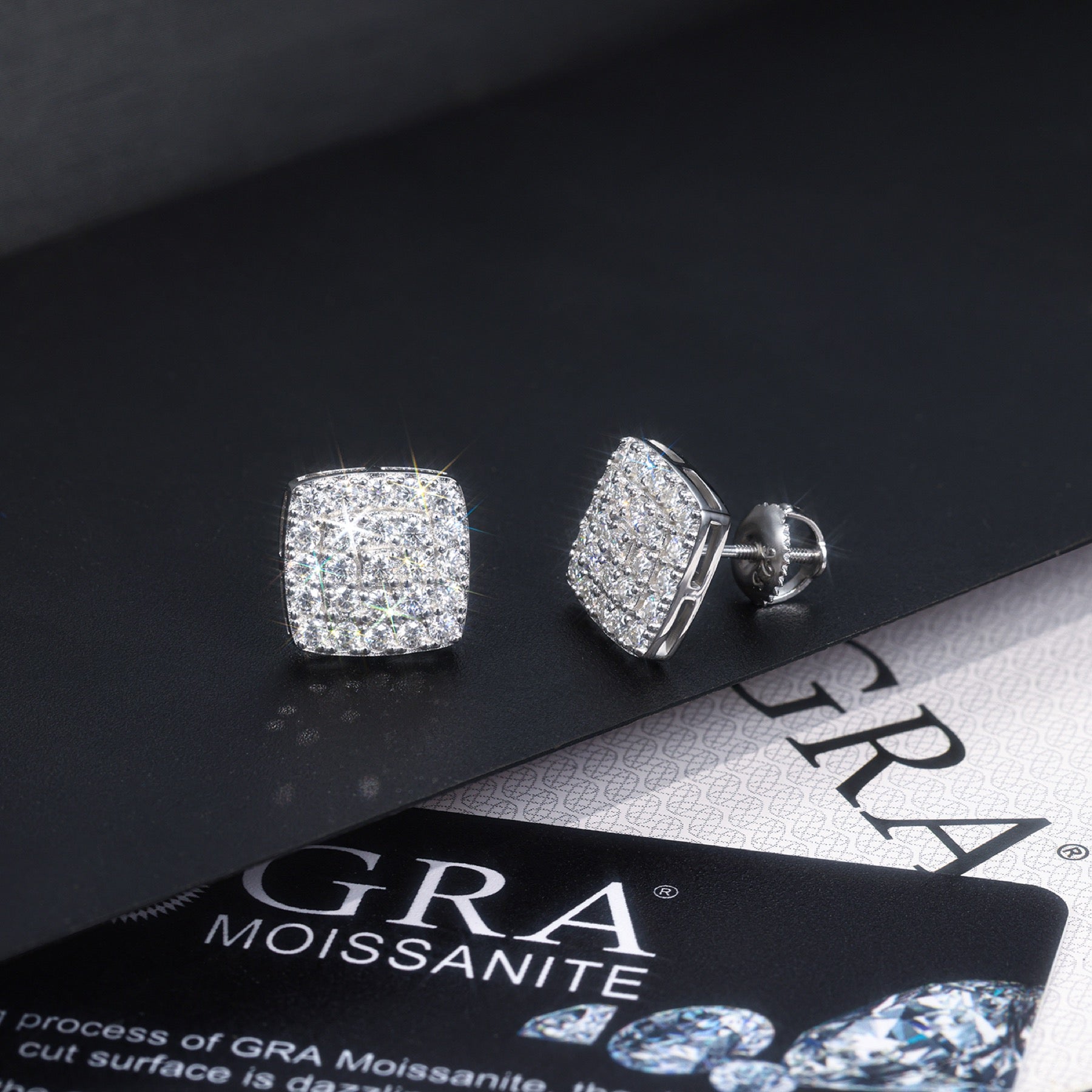 Cobble Moissanite Pavé Stud Earrings in Sterling Silver
