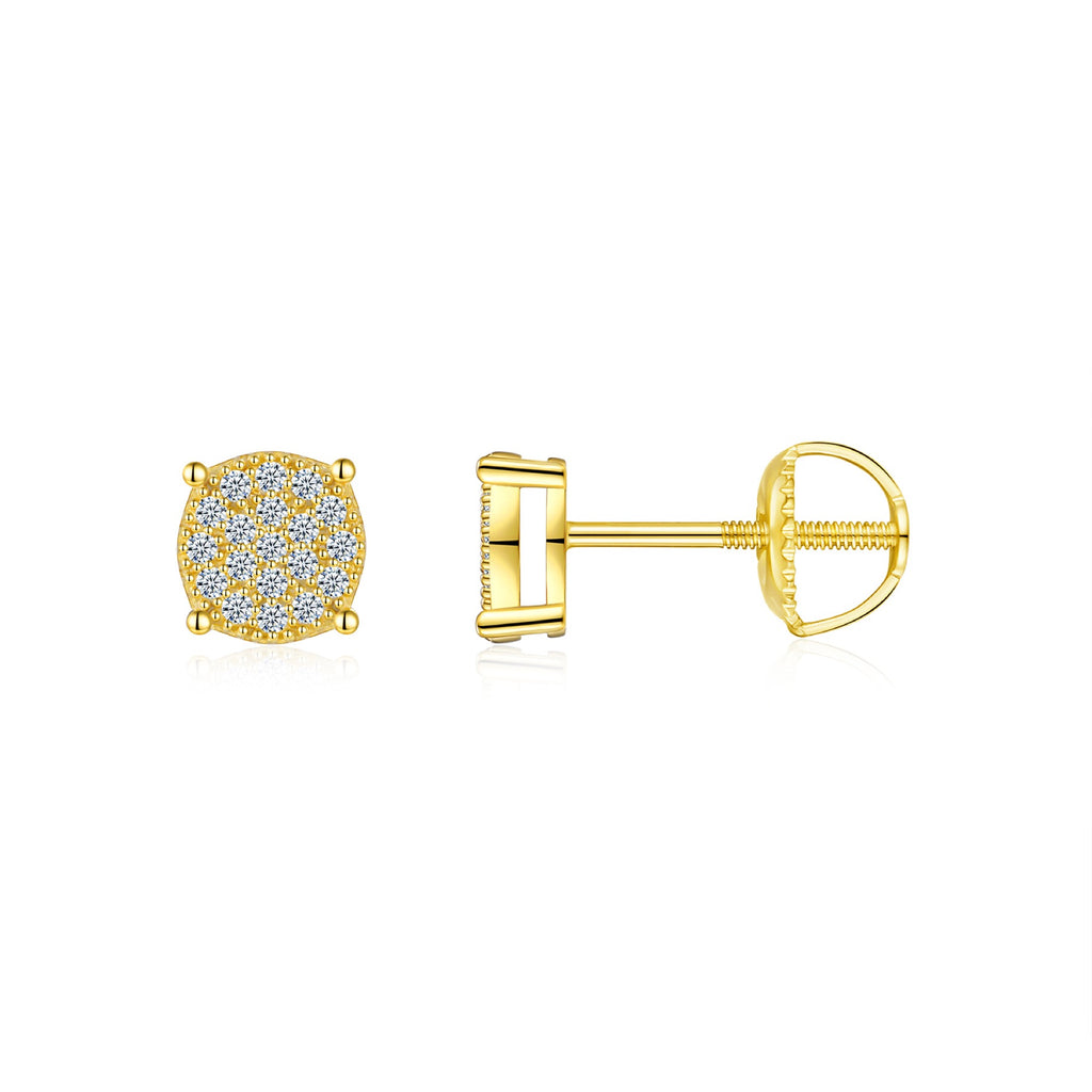 Sunlit Moissanite Pavé Cluster Stud Earrings in Gold-Tone Sterling Silver