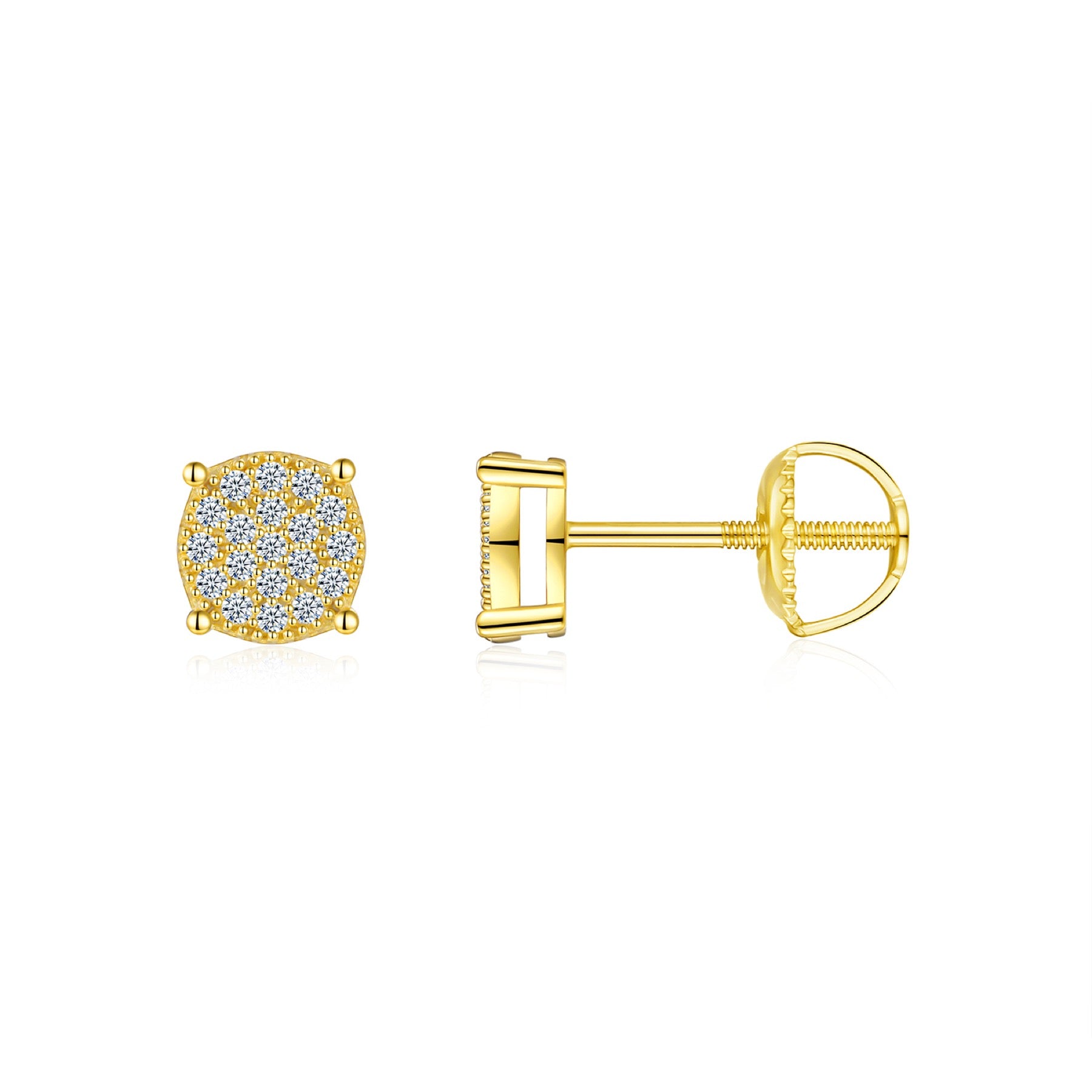 Sunlit Moissanite Pavé Cluster Stud Earrings in Gold-Tone Sterling Silver