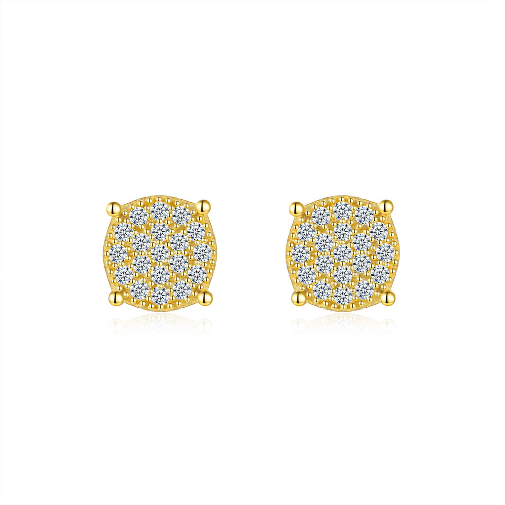 Sunlit Moissanite Pavé Cluster Stud Earrings in Gold-Tone Sterling Silver
